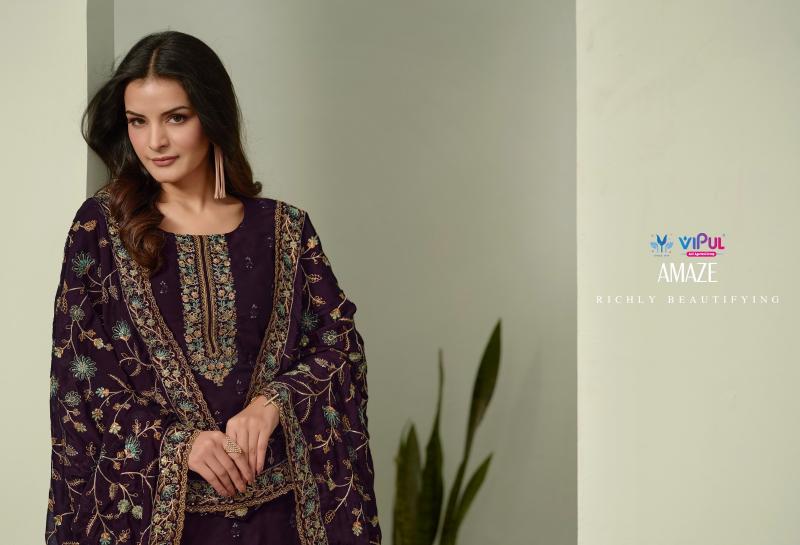 Vipul Amaze Silk Georgette With Embroidery Salwar Kameez Wholesale Catalog