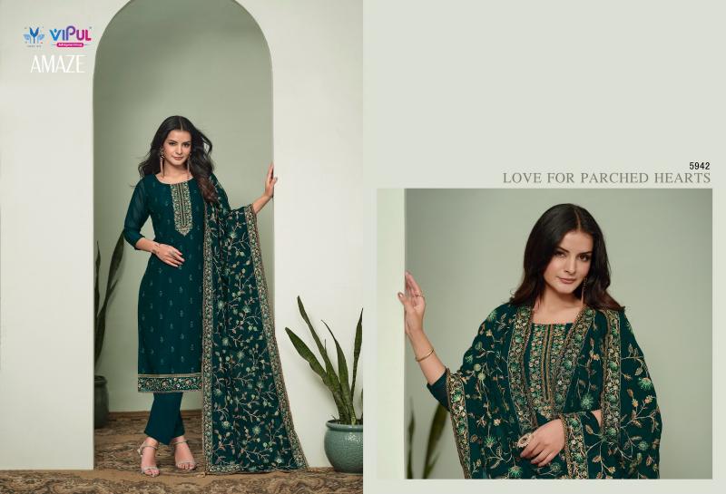 Vipul Amaze Silk Georgette With Embroidery Salwar Kameez Wholesale Catalog