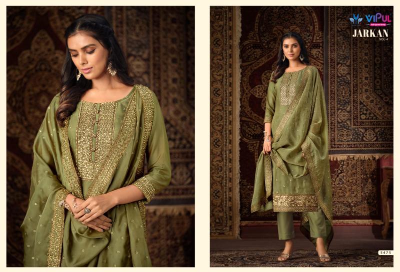Vipul Jarkan Vol 4 Organza Designer Salwar Suits Wholesale catalog
