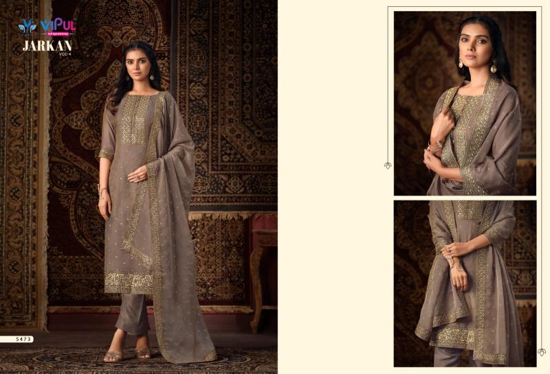 Vipul Jarkan Vol 4 Organza Designer Salwar Suits Wholesale catalog