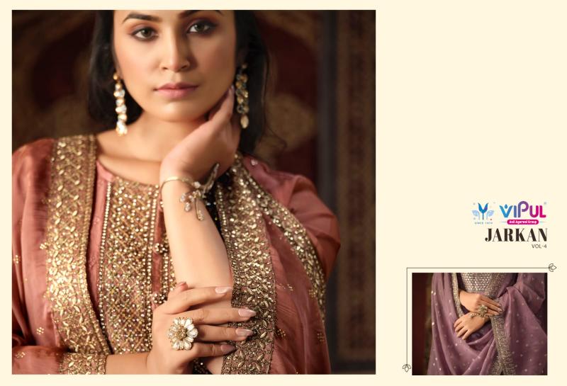 Vipul Jarkan Vol 4 Organza Designer Salwar Suits Wholesale catalog