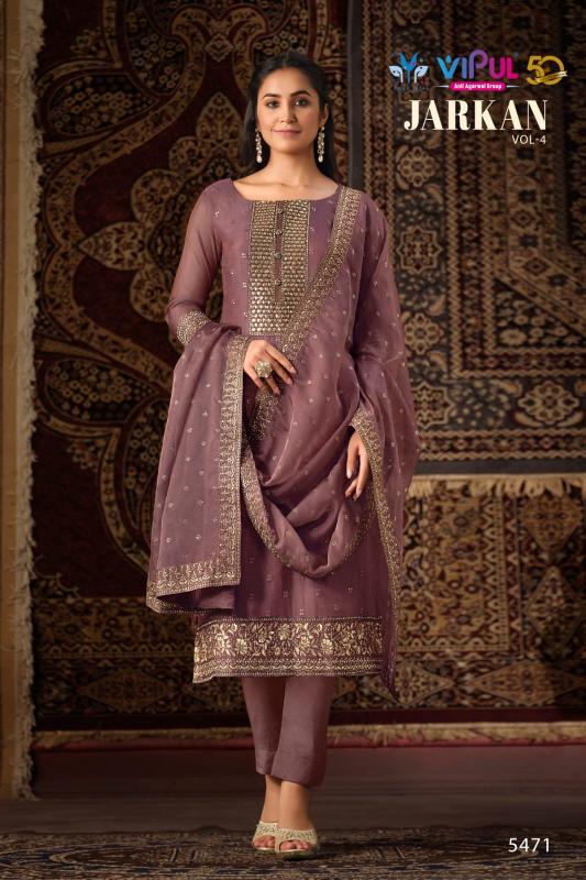 Vipul Jarkan Vol 4 Organza Designer Salwar Suits Wholesale catalog