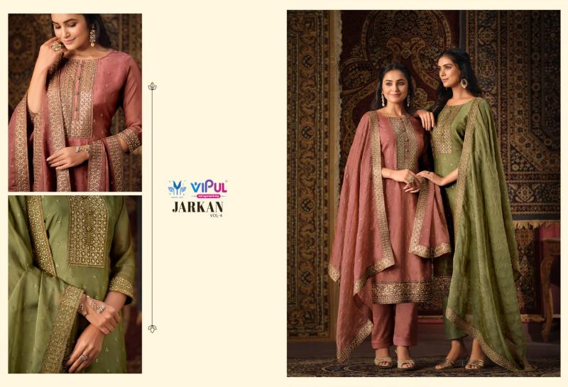 Vipul Jarkan Vol 4 Organza Designer Salwar Suits Wholesale catalog