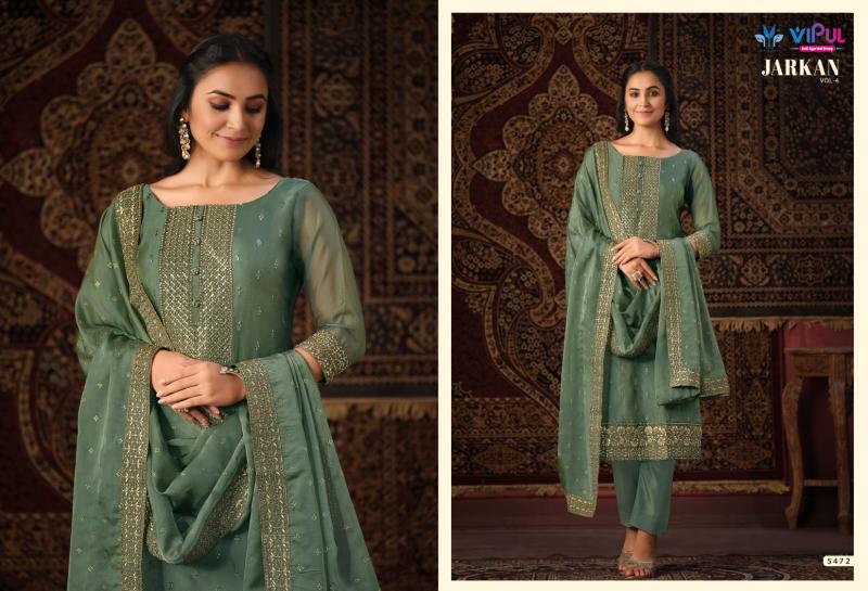 Vipul Jarkan Vol 4 Organza Designer Salwar Suits Wholesale catalog