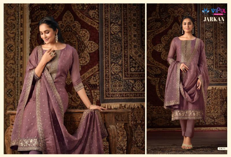 Vipul Jarkan Vol 4 Organza Designer Salwar Suits Wholesale catalog