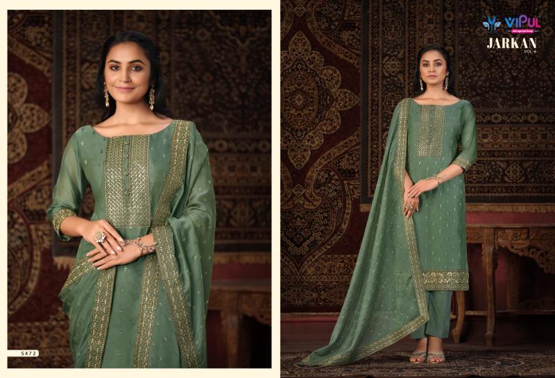 Vipul Jarkan Vol 4 Organza Designer Salwar Suits Wholesale catalog