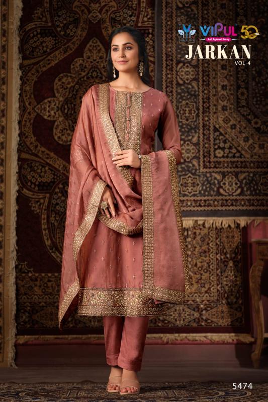 Vipul Jarkan Vol 4 Organza Designer Salwar Suits Wholesale catalog