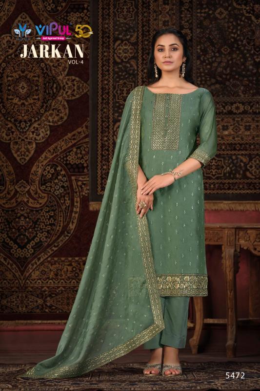 Vipul Jarkan Vol 4 Organza Designer Salwar Suits Wholesale catalog