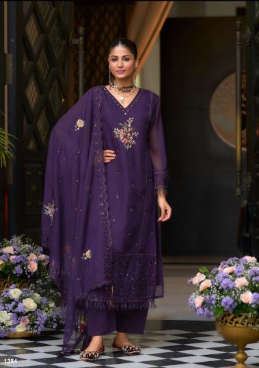 Zaveri Pari Organza Embroidered Ready Made Salwar Kameez Wholesale Catalog