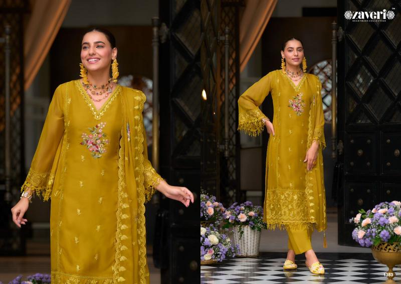 Zaveri Pari Organza Embroidered Ready Made Salwar Kameez Wholesale Catalog