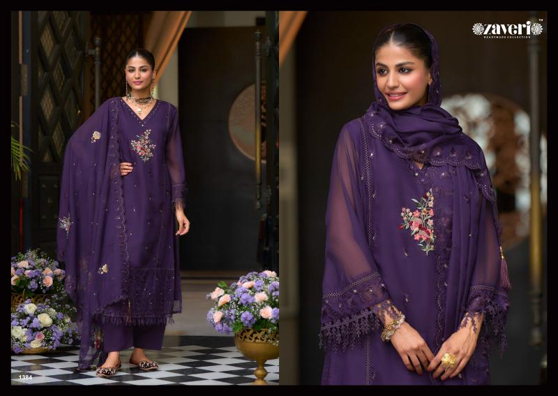 Zaveri Pari Organza Embroidered Ready Made Salwar Kameez Wholesale Catalog