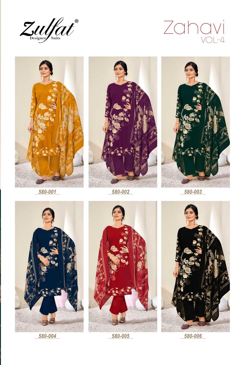 Zulfat Zahavi Vol 4 Digital Printed Dress Material Wholesale Catalog