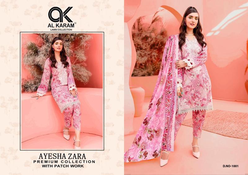 Al Karam Ayesha Zara Vol-1 – Karachi Dress Material With Patch Work - Wholesale Catalog