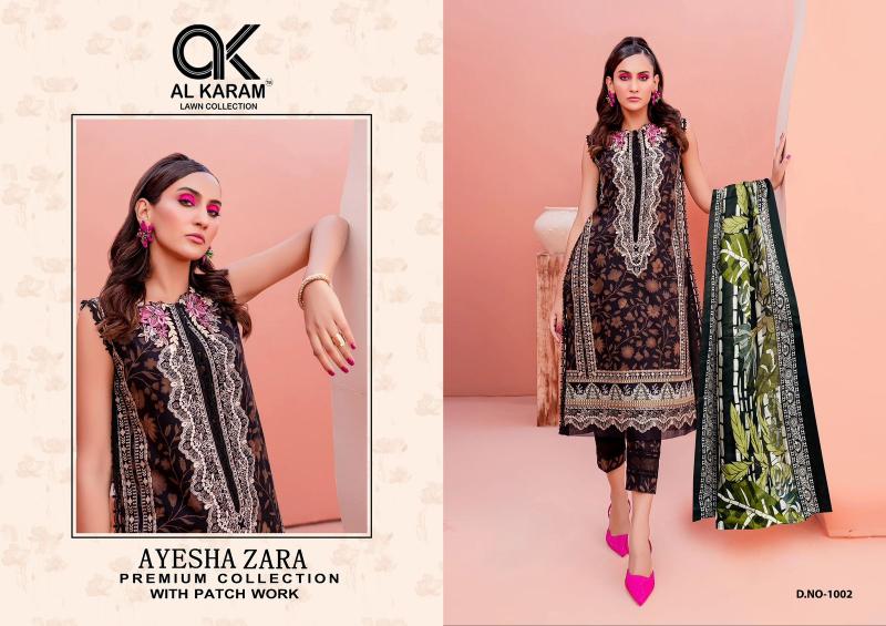 Al Karam Ayesha Zara Vol-1 – Karachi Dress Material With Patch Work - Wholesale Catalog