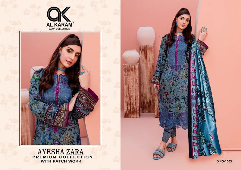 Al Karam Ayesha Zara Vol-1 – Karachi Dress Material With Patch Work - Wholesale Catalog