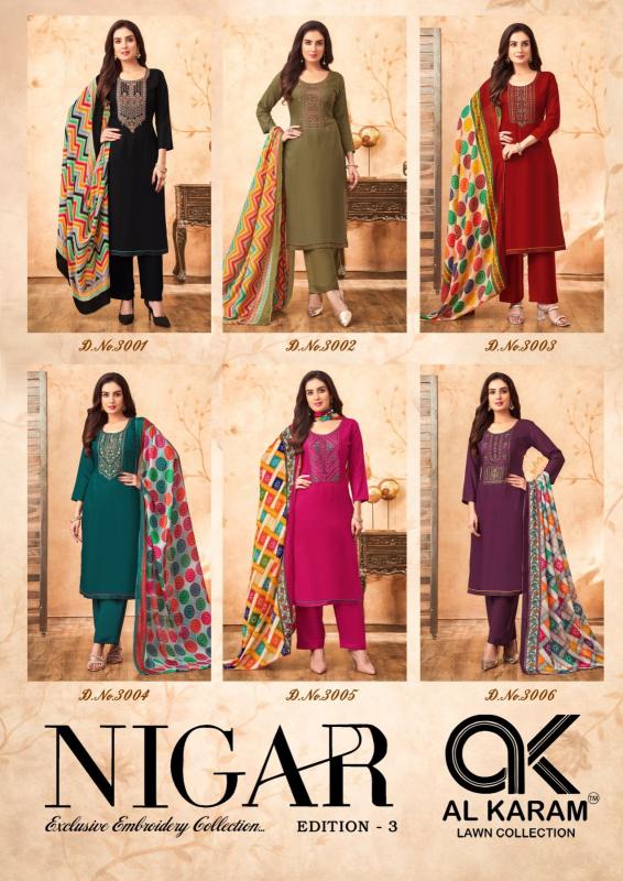 Al Karam Nigar Vol 3 Designer Rayon wholesale dress materials suppliers in bangalore