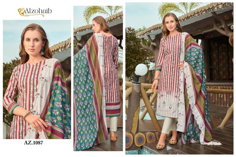 Alzohaib Az 1086 To 1089 Chiffon Dupatta Pakistani Suits Wholesale Catalog