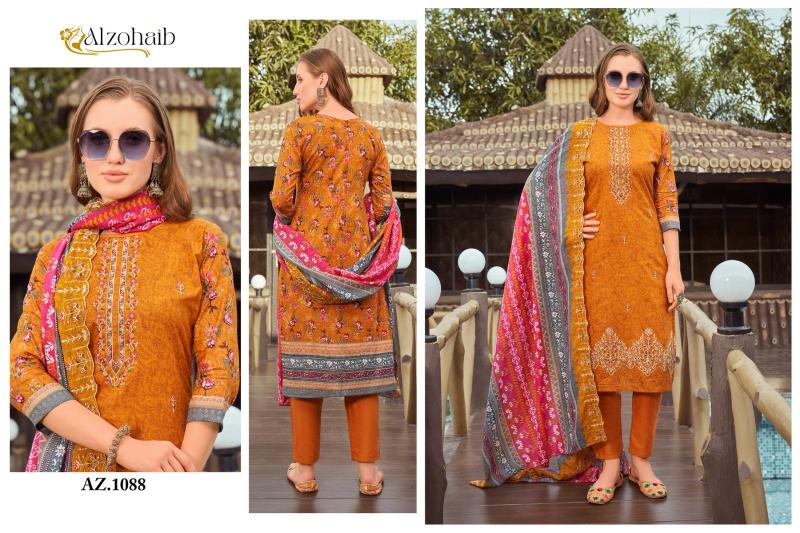 Alzohaib Az 1086 To 1089 Chiffon Dupatta Pakistani Suits Wholesale Catalog
