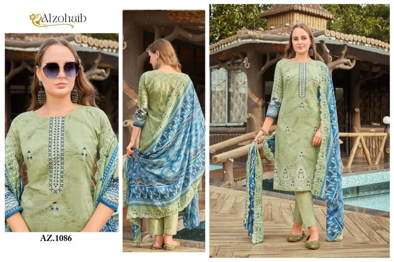 Alzohaib Az 1086 To 1089 Chiffon Dupatta Pakistani Suits Wholesale Catalog