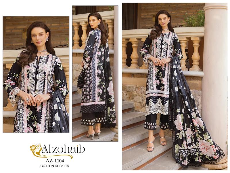 Alzohaib Az 1102 To 1105 Cotton Dupatta Pakistani Suits Wholesale Catalog