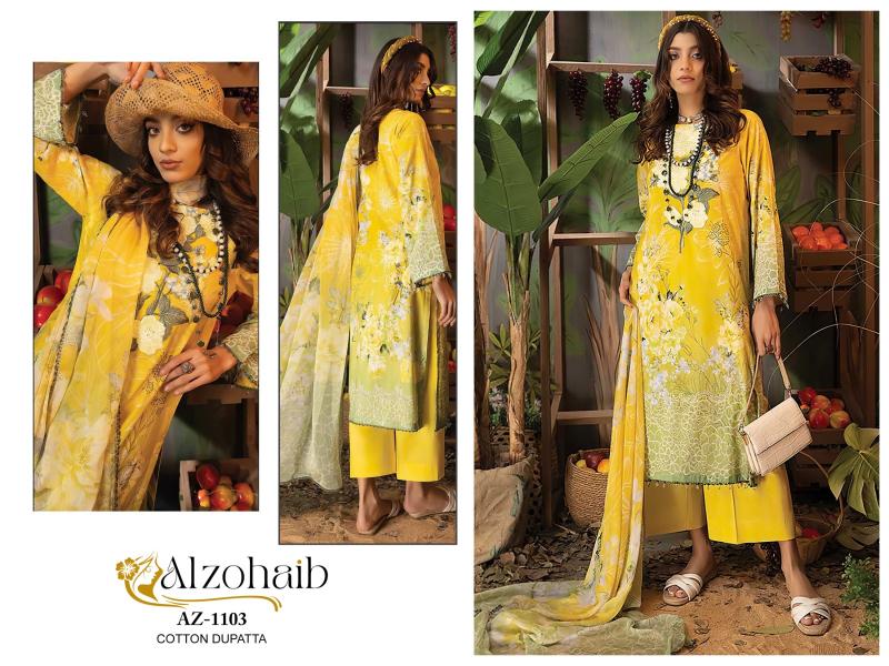Alzohaib Az 1102 To 1105 Cotton Dupatta Pakistani Suits Wholesale Catalog