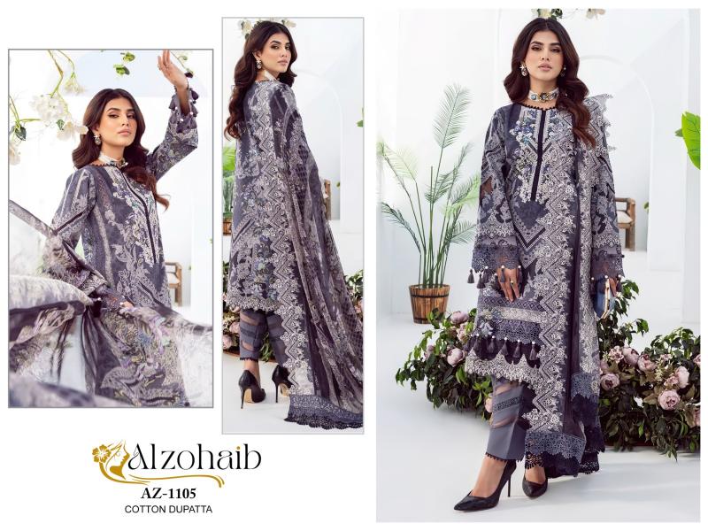 Alzohaib Az 1102 To 1105 Cotton Dupatta Pakistani Suits Wholesale Catalog