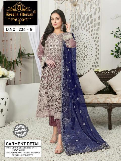 Ayesha Misbah 234 G To L Georgette Pakistani Suits Wholesale Catalog 