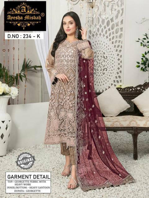 Ayesha Misbah 234 G To L Georgette Pakistani Suits Wholesale Catalog 