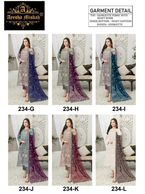 Ayesha Misbah 234 G To L Georgette Pakistani Suits Wholesale Catalog 