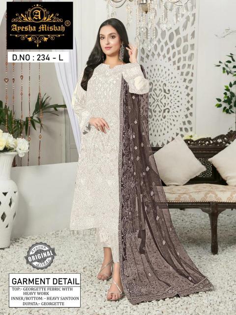 Ayesha Misbah 234 G To L Georgette Pakistani Suits Wholesale Catalog 