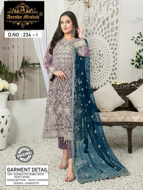 Ayesha Misbah 234 G To L Georgette Pakistani Suits Wholesale Catalog 
