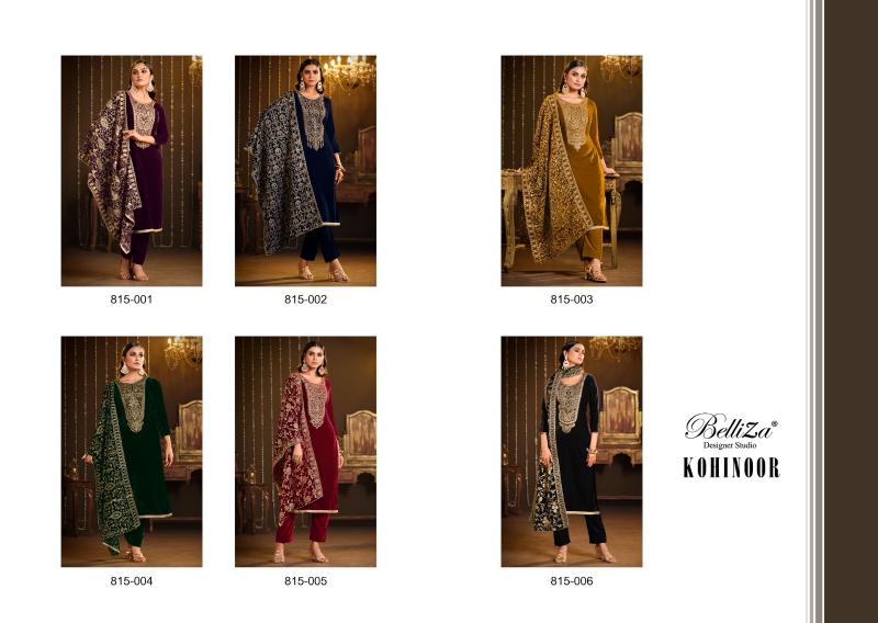 Belliza Kohinoor 815 Velvet Embroidery Salwar Kameez Wholesale Catalog