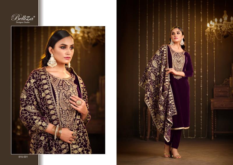 Belliza Kohinoor 815 Velvet Embroidery Salwar Kameez Wholesale Catalog