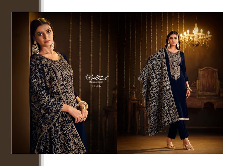 Belliza Kohinoor 815 Velvet Embroidery Salwar Kameez Wholesale Catalog