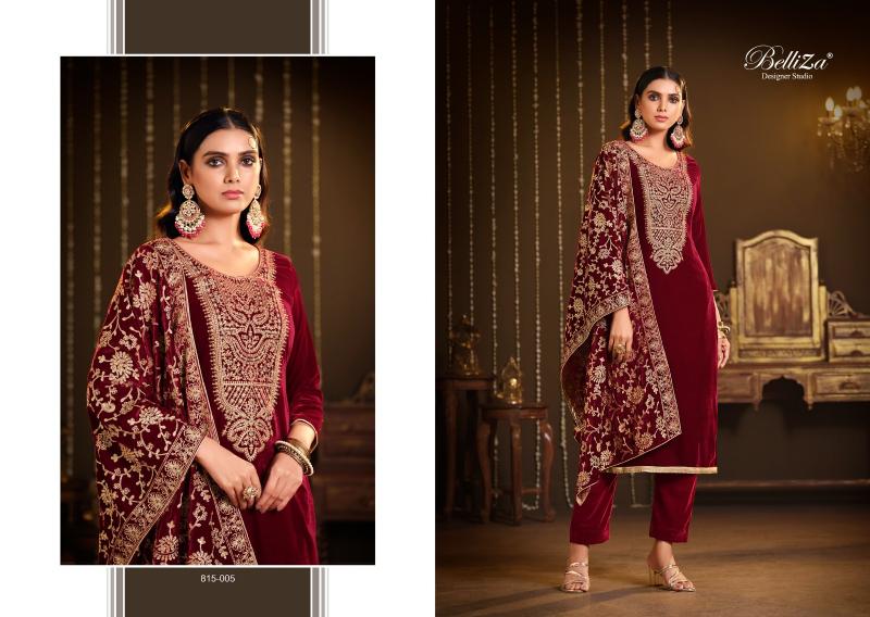 Belliza Kohinoor 815 Velvet Embroidery Salwar Kameez Wholesale Catalog