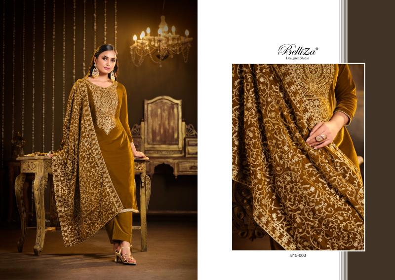 Belliza Kohinoor 815 Velvet Embroidery Salwar Kameez Wholesale Catalog