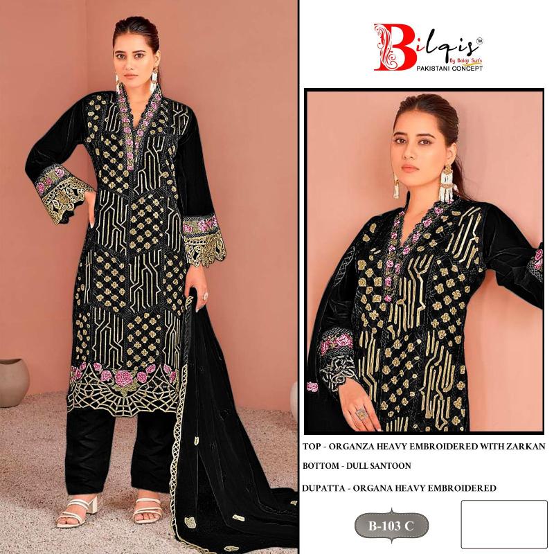 Bilqis B 103 A To D Pakistani Suits Wholesale Catalog