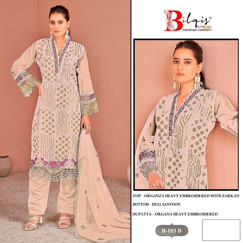 Bilqis B 103 A To D Pakistani Suits Wholesale Catalog