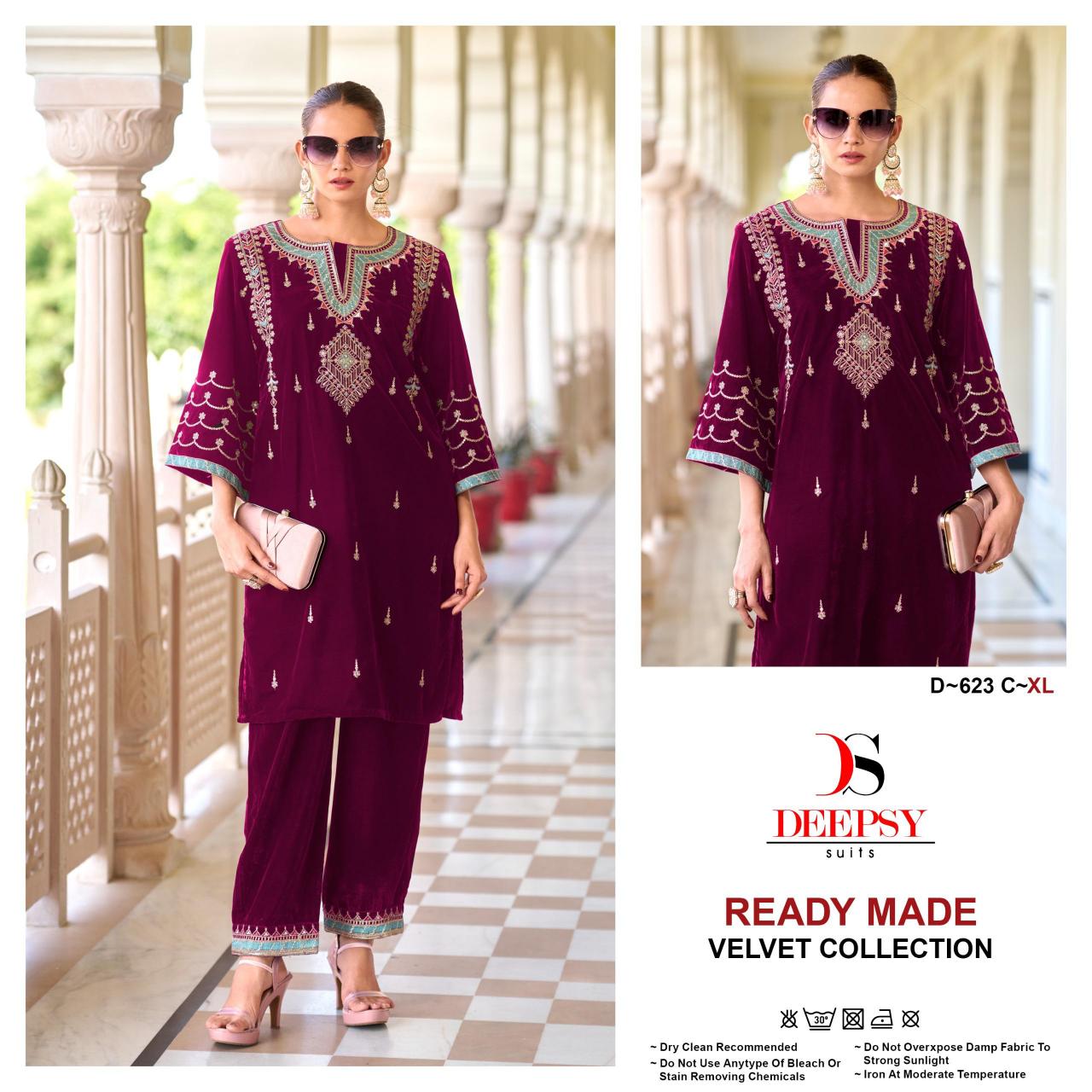 DEEPSY SUITS 623 ABCD velvet with Heavy embroidery work Pakistani Suits Wholesale Catalog