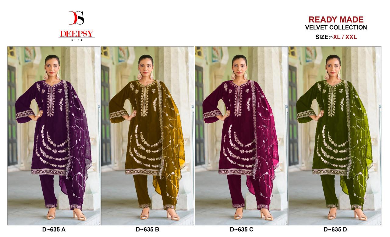 Deepsy Suits 635 EFGH Velvet with embroidery Salwar Kameez Wholesale Catalog