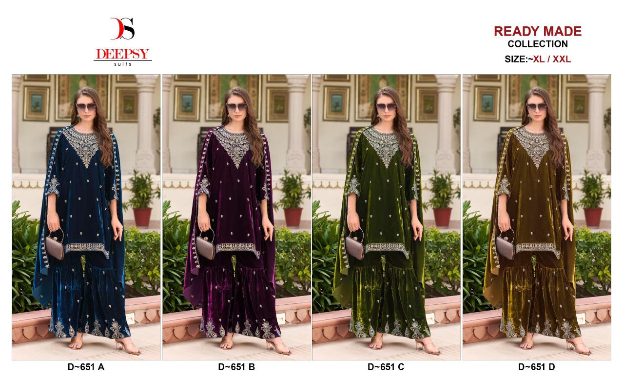 Deepsy Suits 651 Velvet Sharara work Salwar Kameez Wholesale catalog