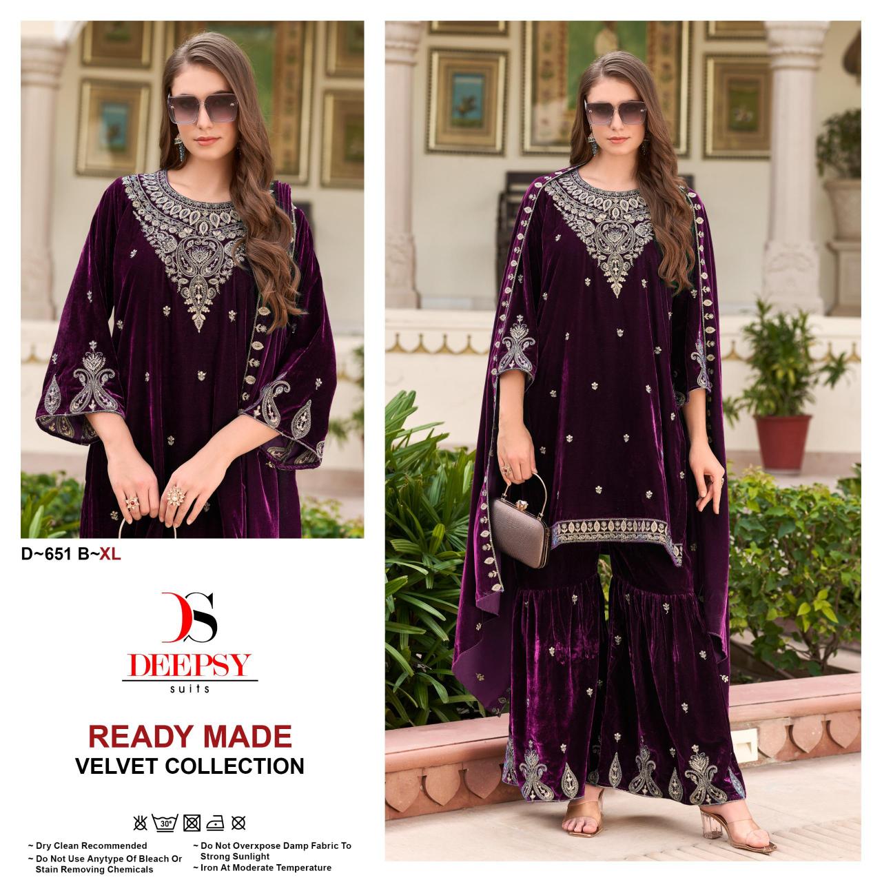 Deepsy Suits 651 Velvet Sharara work Salwar Kameez Wholesale catalog