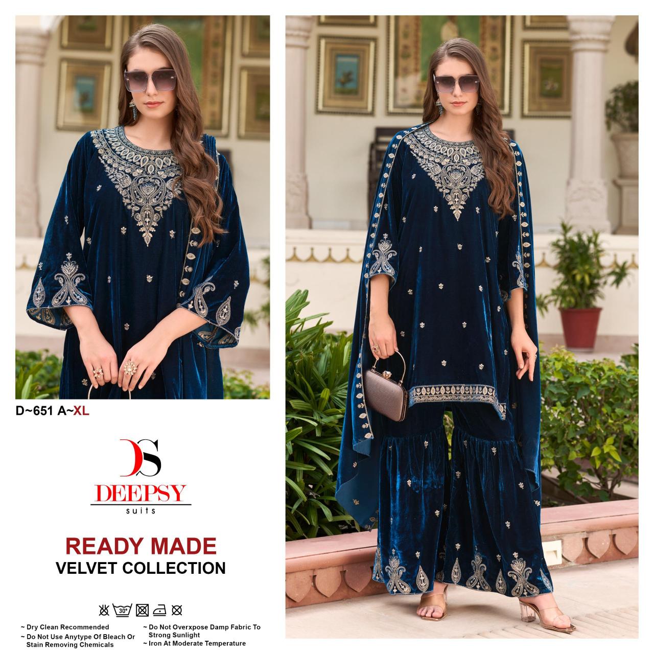 Deepsy Suits 651 Velvet Sharara work Salwar Kameez Wholesale catalog