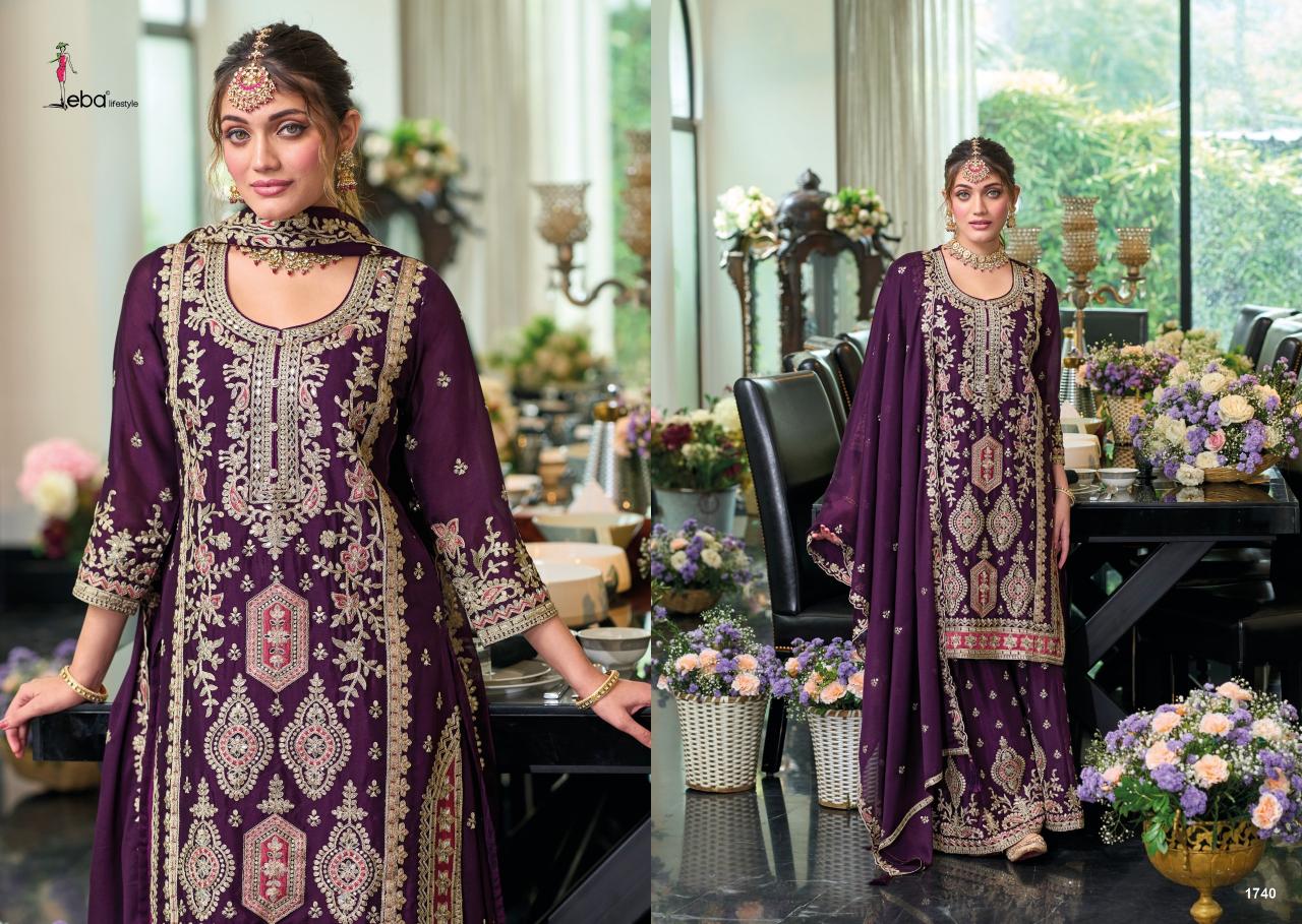 EBA Mehar hevey Chinon with emboidery work Salwar Kameez Wholesale Catalog