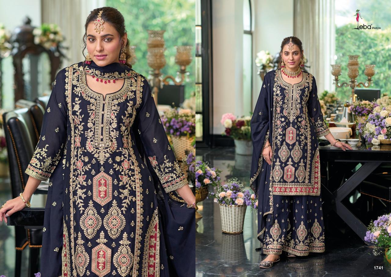 EBA Mehar hevey Chinon with emboidery work Salwar Kameez Wholesale Catalog