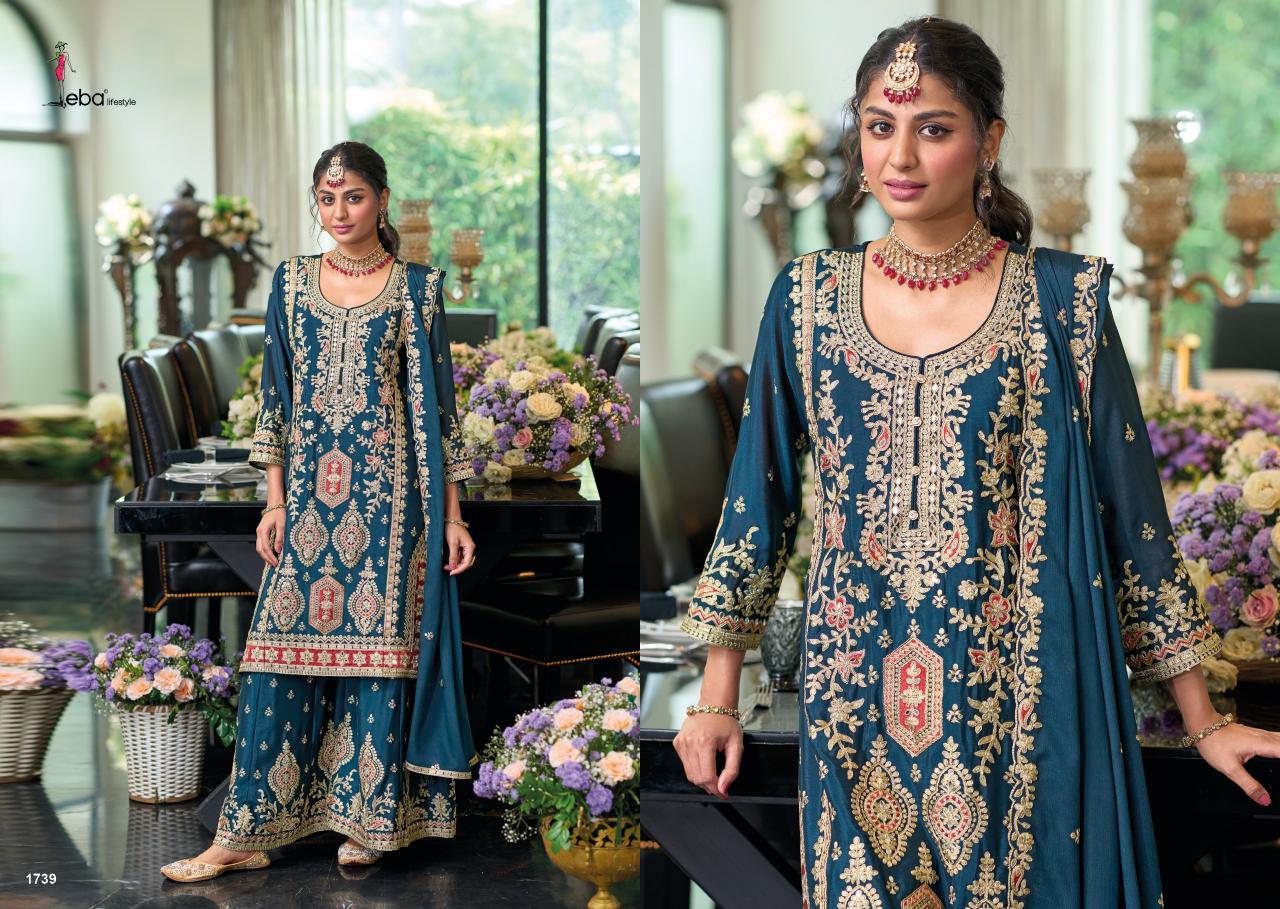 EBA Mehar hevey Chinon with emboidery work Salwar Kameez Wholesale Catalog