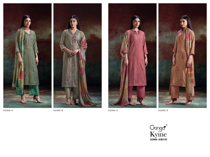 Ganga Kyine 2969 Premium Pure Pashmina Dobby Salwar Kameez Wholesale Catalog