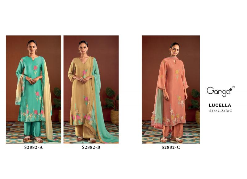 Ganga Lucella 2882 Premium Pure Bemberg Silk Salwar Kameez Wholeslae Catalog