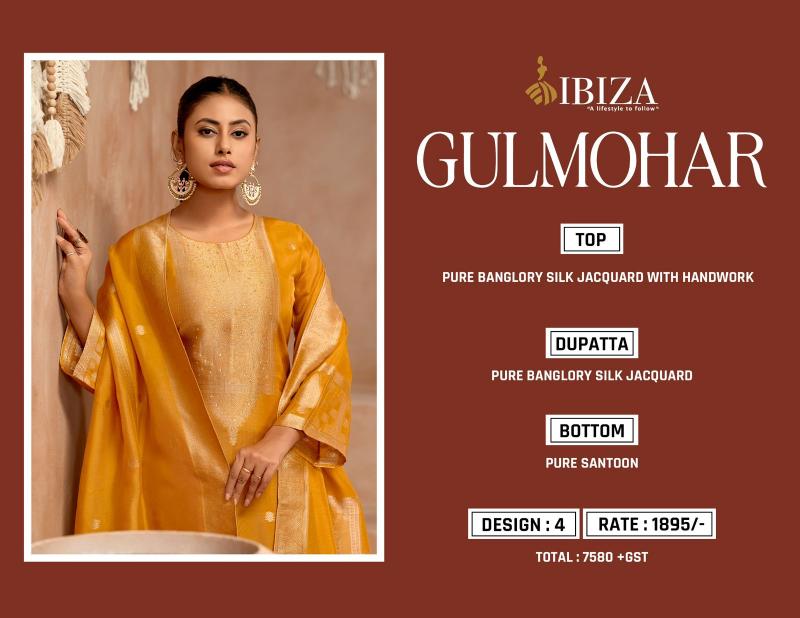 Ibiza Gulmohar Pure Banglory Silk Jacquard Salwar Kameez Wholesale Catalog