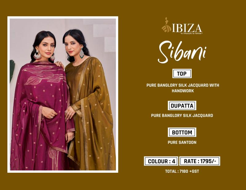 Ibiza Sibani Pure Banglory Silk Jacquard Salwar Kameez Wholesale Catalog